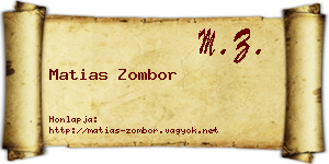Matias Zombor névjegykártya